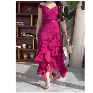 Chic Fuchsia High Low Dress